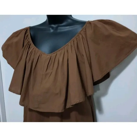 Millie Resort &amp; Travel Juliette Dress Midi Pockets Camel Brown Sz XS Casual