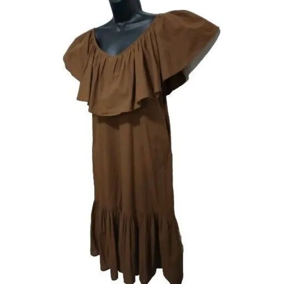 Millie Resort &amp; Travel Juliette Dress Midi Pockets Camel Brown Sz XS Casual