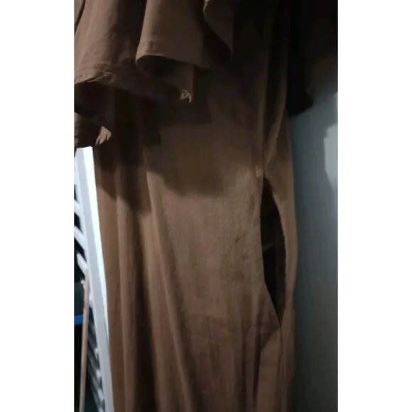 Millie Resort &amp; Travel Juliette Dress Midi Pockets Camel Brown Sz XS Casual