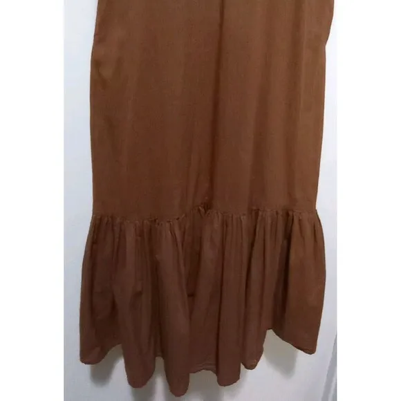 Millie Resort &amp; Travel Juliette Dress Midi Pockets Camel Brown Sz XS Casual