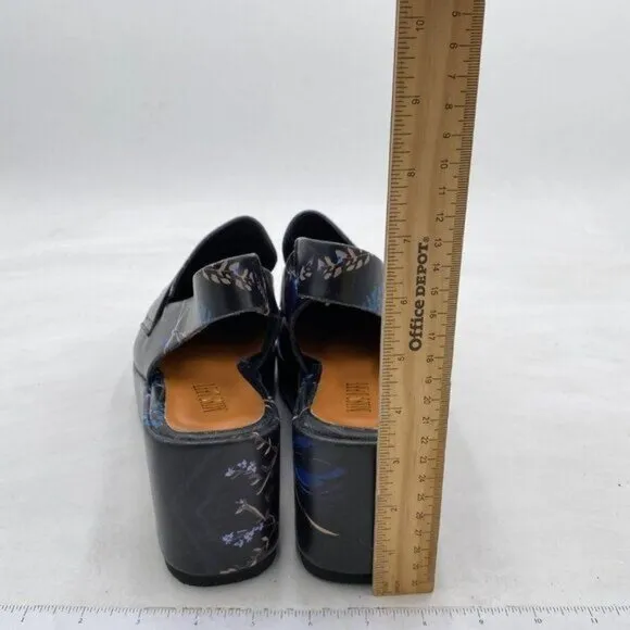 Miss Left Floral Wedge Heel Slingback Platform Closed Toe Elastic Strap Pumps