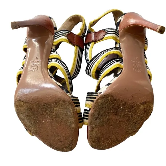 Missoni RM19 Striped yellow,black, Cream Sandals Heels Size EU37/ US 7