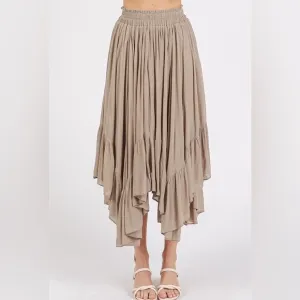 Mittoshop Handkerchief Hem Elastic Waist Pocket Midi Skirt 10010078613