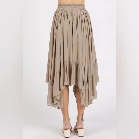Mittoshop Handkerchief Hem Elastic Waist Pocket Midi Skirt 10010078613