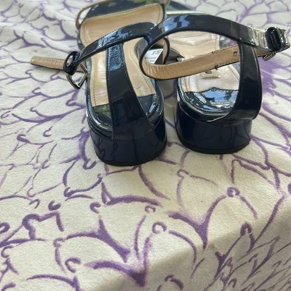 Miu Miu Black and Cream Women's Sandals size 37 Preloved please see photos