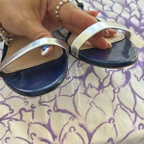 Miu Miu Black and Cream Women's Sandals size 37 Preloved please see photos