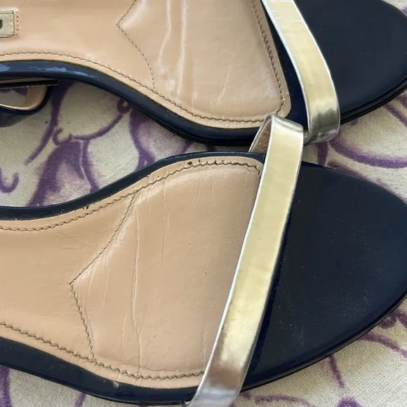 Miu Miu Black and Cream Women's Sandals size 37 Preloved please see photos
