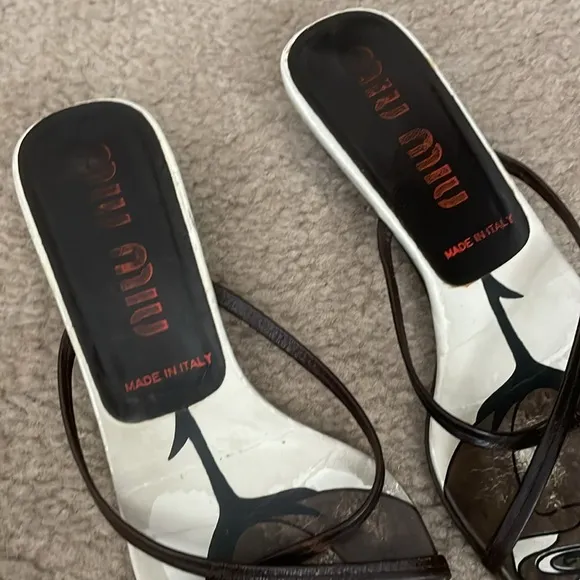 Miu Miu Strappy Slip On Sandals SZ:35 Made in Italy Dark Brown
