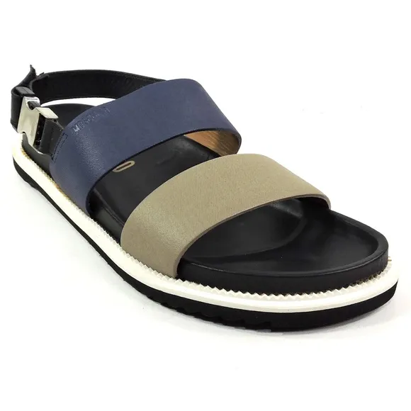 MOSCHINO 🇮🇹 MEN'S SOFT LEATHER COMFORT FLAT SUMMER SANDALS