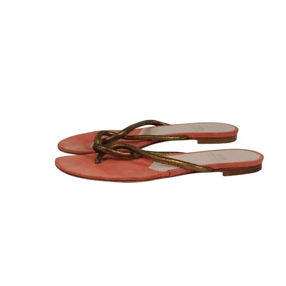 Moschino Womens Cheap And Chic Sandals US 7.5 Orange Gold Thong Slip On Slides