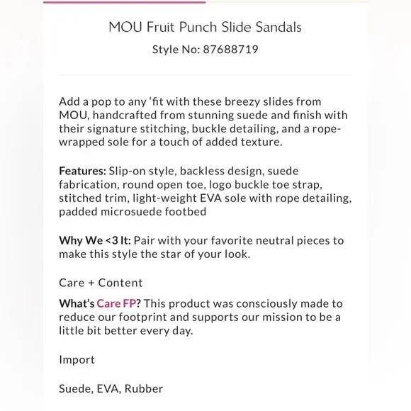 MOU Fruit Punch Slide Sandals Size 40 EU or 9.5 US NIB