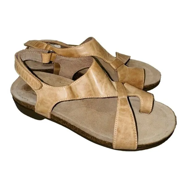 Munro Meghan Asymmetric Slingback Chestnut Leather Sandal 6.5 Orthopedic Shoe