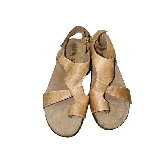 Munro Meghan Asymmetric Slingback Chestnut Leather Sandal 6.5 Orthopedic Shoe