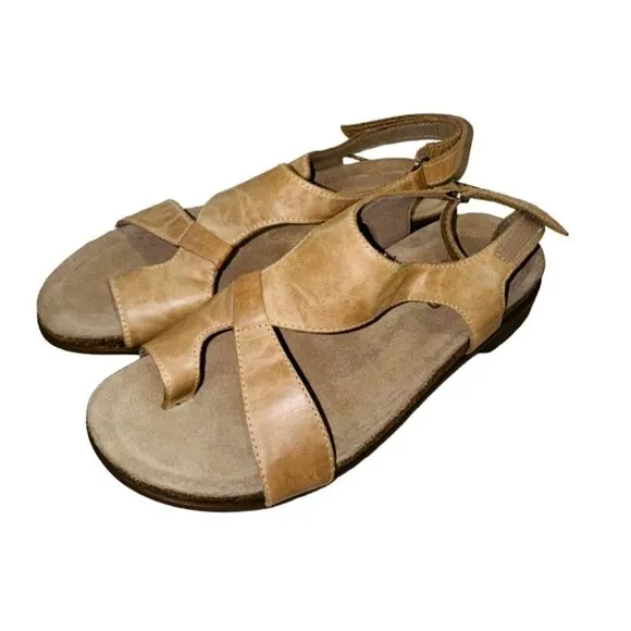 Munro Meghan Asymmetric Slingback Chestnut Leather Sandal 6.5 Orthopedic Shoe