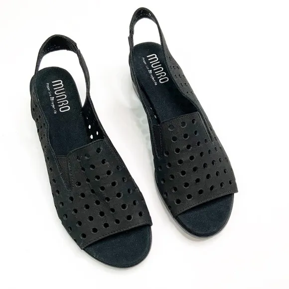 Munro Mickee Black Peep Toe Slingback Sandal 7N
