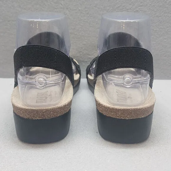 Munro Women's SS Pisces Black Slingbacks Leather Weave Cork Insole Sz 8