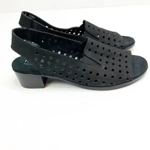 MUNRO MICKEE Black Peep Toe Slingback Sandal 7N