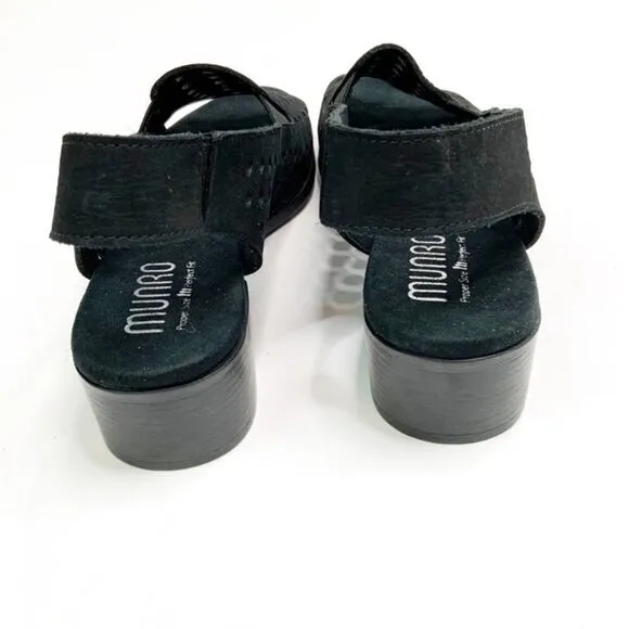 MUNRO MICKEE Black Peep Toe Slingback Sandal 7N