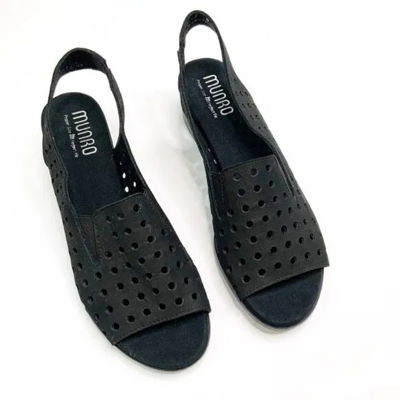 MUNRO MICKEE Black Peep Toe Slingback Sandal 7N
