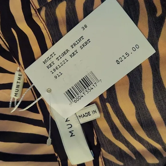 Munthe NWT Tiger 🐅 Print Asymmetrical Skirt