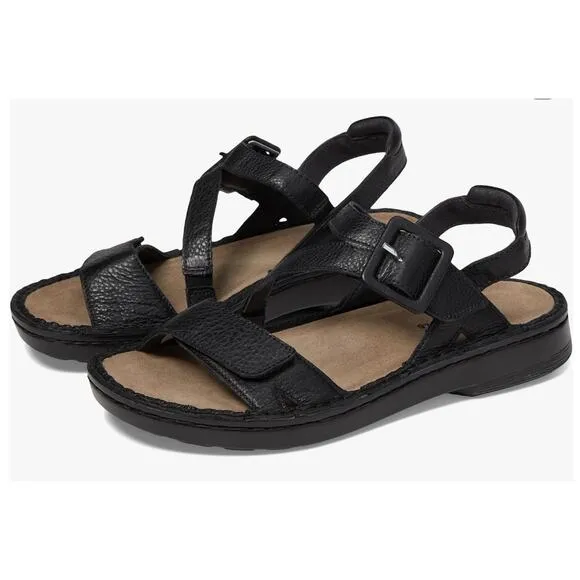 Naot Castelo Sandals Black Soft Leather Size 9 US 40 EU NIB Lightweight Comfy