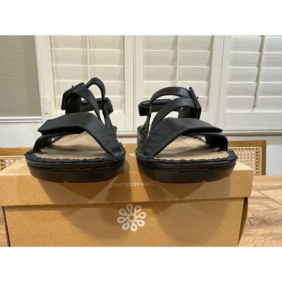 Naot Castelo Sandals Black Soft Leather Size 9 US 40 EU NIB Lightweight Comfy
