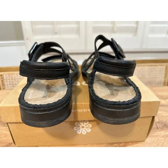 Naot Castelo Sandals Black Soft Leather Size 9 US 40 EU NIB Lightweight Comfy