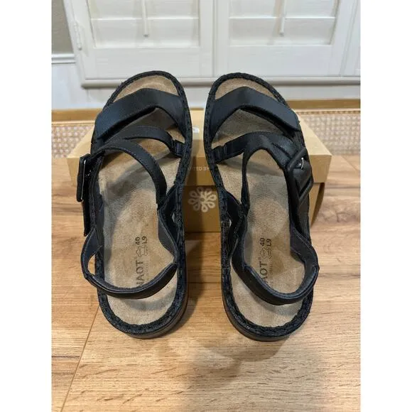 Naot Castelo Sandals Black Soft Leather Size 9 US 40 EU NIB Lightweight Comfy