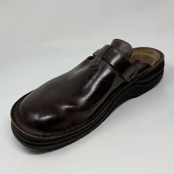 Naot Fiord Mule Sandals Mens 13 EU 46 Brown Leather Slip On Sandal Clog Shoe
