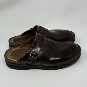 Naot Fiord Mule Sandals Mens 13 EU 46 Brown Leather Slip On Sandal Clog Shoe