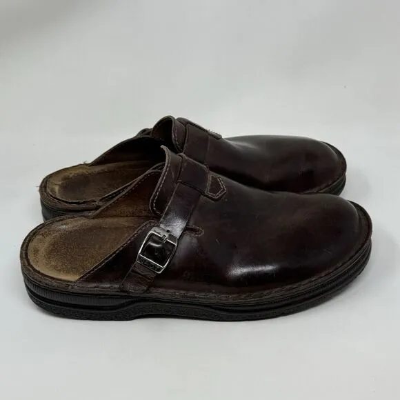Naot Fiord Mule Sandals Mens 13 EU 46 Brown Leather Slip On Sandal Clog Shoe