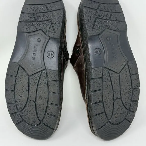 Naot Fiord Mule Sandals Mens 13 EU 46 Brown Leather Slip On Sandal Clog Shoe