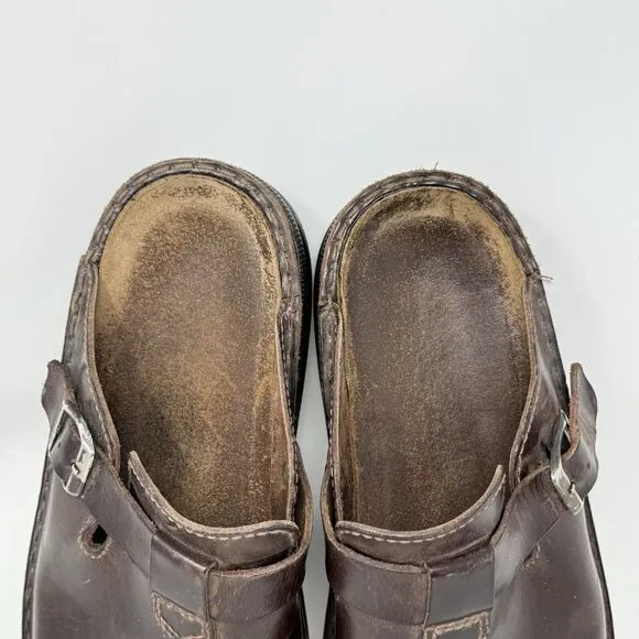 Naot Fiord Mule Sandals Mens 13 EU 46 Brown Leather Slip On Sandal Clog Shoe