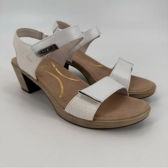 Naot Intact Ankle Strap White Embossed Comfort Sandals Size 40 US 9