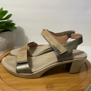 NAOT Intact Bronze Leather Sandal Metallic Ankle Strap Comfy Chunky Heel Size 11