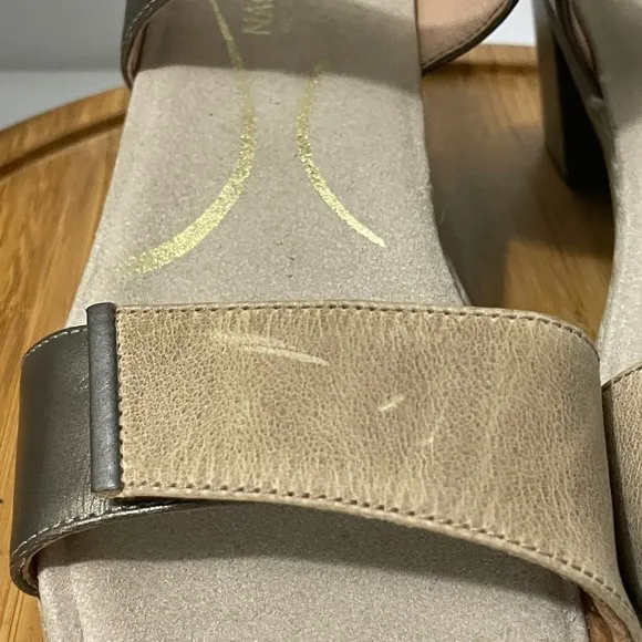 NAOT Intact Bronze Leather Sandal Metallic Ankle Strap Comfy Chunky Heel Size 11