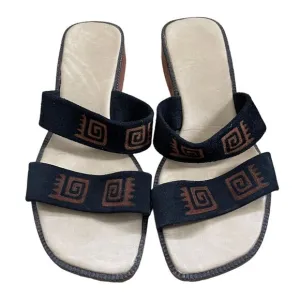 NAOT Israel Womans 9 Slip On LEATHER Sandals Wedge Heel Flat Shoes Comfort Black