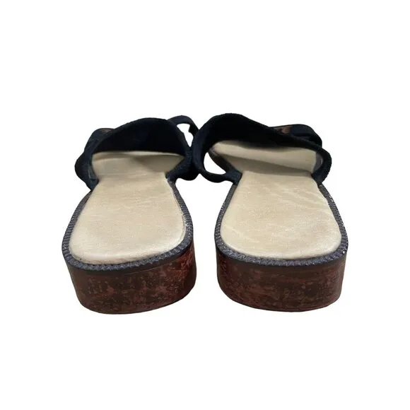 NAOT Israel Womans 9 Slip On LEATHER Sandals Wedge Heel Flat Shoes Comfort Black