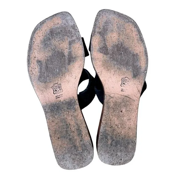 NAOT Israel Womans 9 Slip On LEATHER Sandals Wedge Heel Flat Shoes Comfort Black