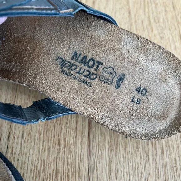 Naot Kimberly Metallic Leather Slide Comfort Wedge Sandals Women's Size 40