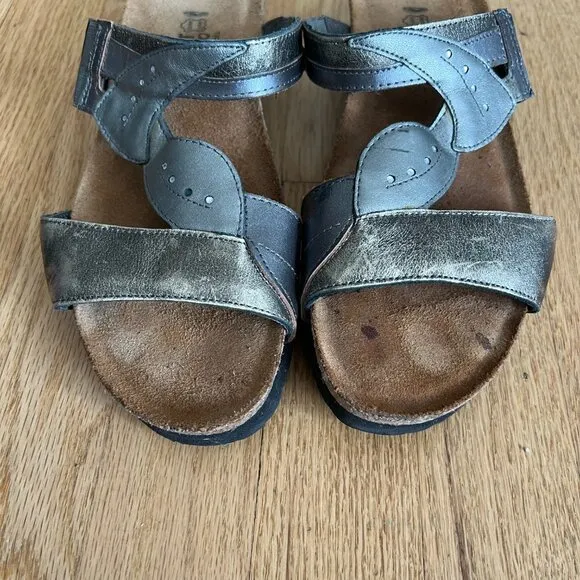 Naot Kimberly Metallic Leather Slide Comfort Wedge Sandals Women's Size 40