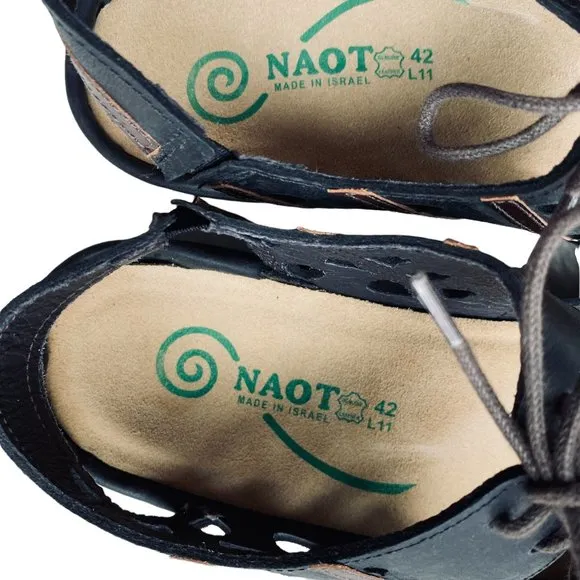 Naot Mangere Lace Up Cutouts &amp; Contrasting Leathers Lightweight Brown Sandals
