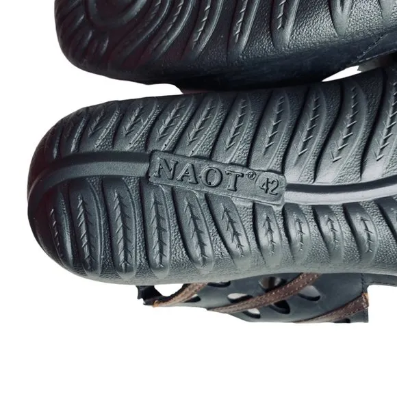 Naot Mangere Lace Up Cutouts &amp; Contrasting Leathers Lightweight Brown Sandals