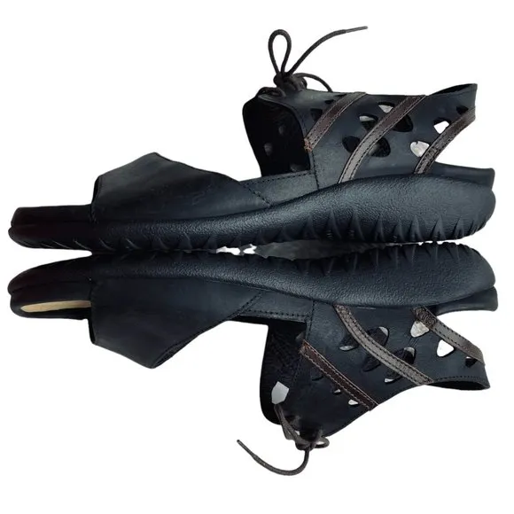 Naot Mangere Lace Up Cutouts &amp; Contrasting Leathers Lightweight Brown Sandals