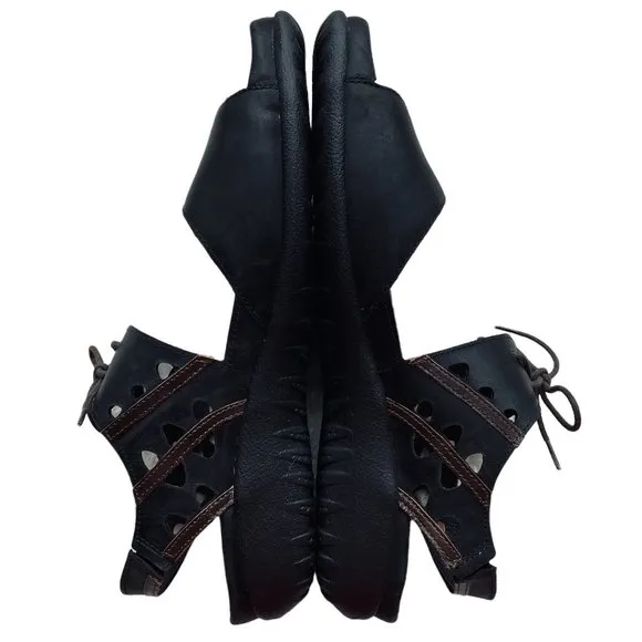 Naot Mangere Lace Up Cutouts &amp; Contrasting Leathers Lightweight Brown Sandals