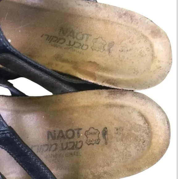 NAOT Nancy wedge sandals comfort walking black Size 8