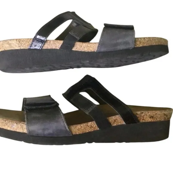 NAOT Nancy wedge sandals comfort walking black Size 8