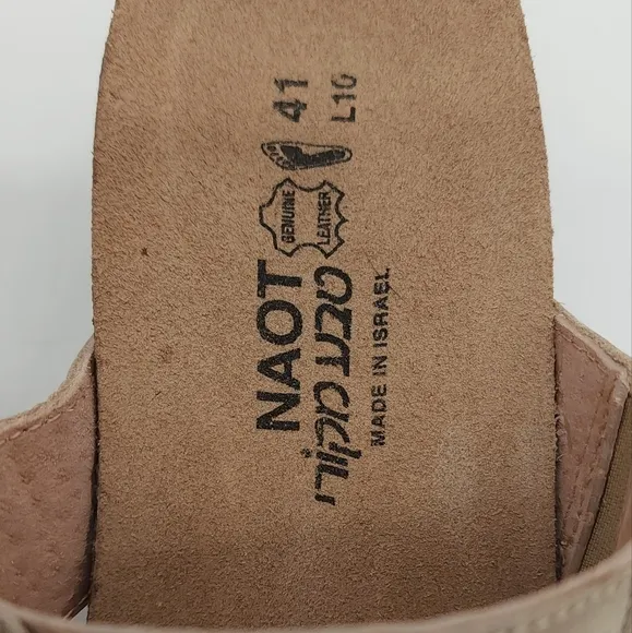 Naot Royalty Women's Cork Radiant Gold Leather Wedge Slide Sandals Size 10