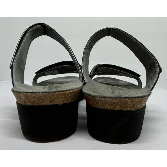 Naot Whetu Black Leather/Patent Leather Womens Sandals Size 38 7.5 US Orthopedic