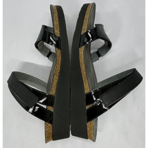 Naot Whetu Black Leather/Patent Leather Womens Sandals Size 38 7.5 US Orthopedic